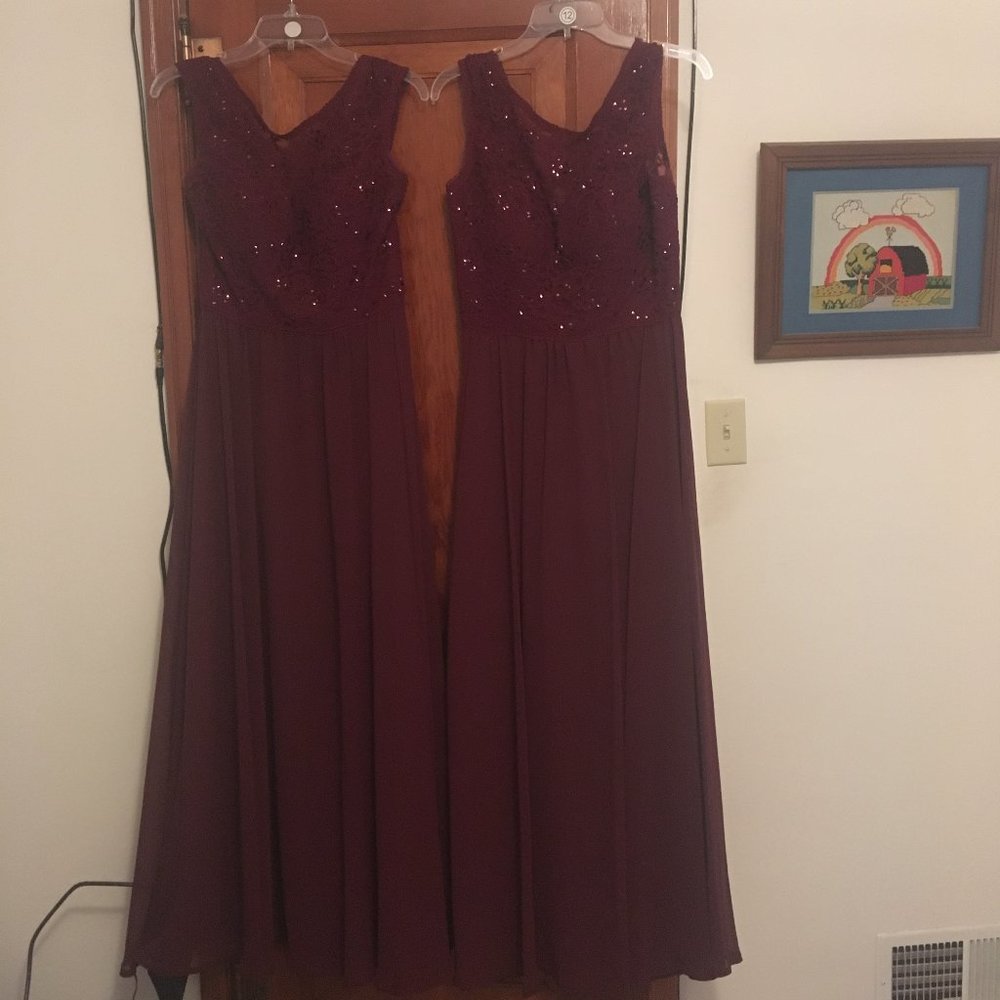 Mori Lee Madeline Gardner Bordeaux Lace/Sequin Long Dress 2